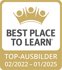 Goldenes Zertifizierungssiegel von Best Place to Learn fr 02/2022 bis 01/2025