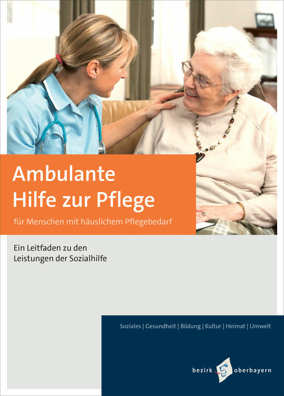 Cover des Fyers "Ambulante Hilfe zur Pflege":
Eine jngere Frau mit Stetoskop legt einer lteren Dame die Hand auf die Schulter.