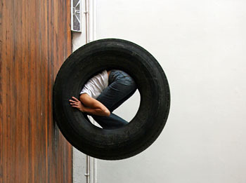 Anne Wodtcke: tire piece_two_2009, 40 x 60 cm