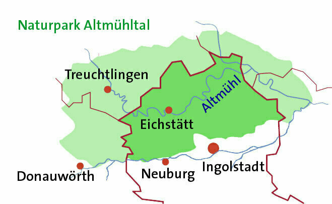 Die Karte stellt den Naturpark Altmühltal dar.