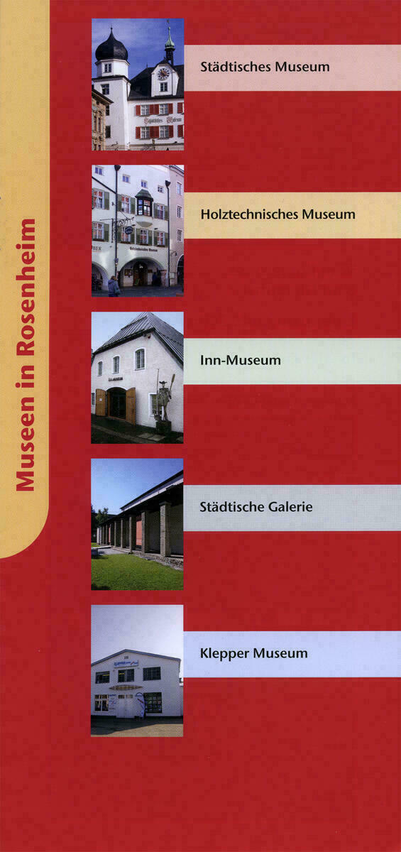 Titelseite mit kleinen Ansichten zu fünf Museen in Rosenheim.