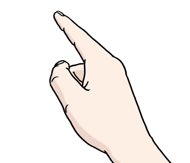 Zeichnung einer Hand mit ausgestrecktem Zeigefinger