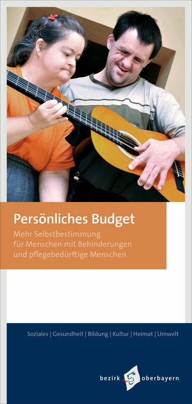 Cover des Flyers "Persönliches Budget":
Eine Frau und ein Mann spielen zusammen eine Gitarre.