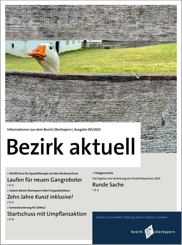 Cover eines Mgazins: Bezik aktuell, darunter die Inhaltsankündigung. Als Titelbild der Kopf einer Ganz, die man durch einen Spalt in einem Lattenzaun sieht.