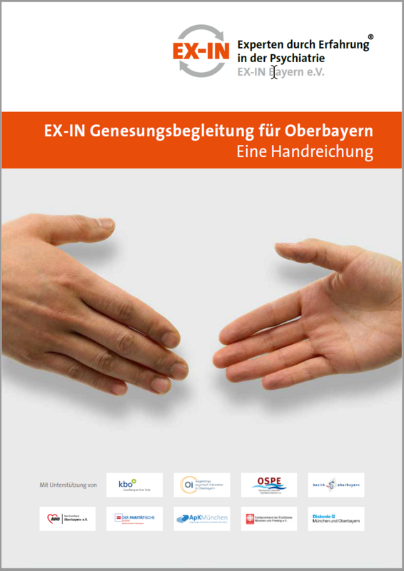 Cover mit Foto mit Zwei Händen und Titel EX-IN Genesungsbegleitung für Oberbayern - Eine Handreichung